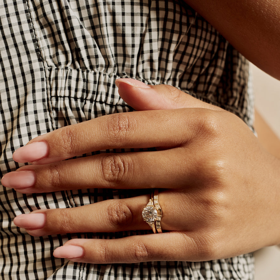 The Crux Ring - Round Cut by East London jeweller Rachel Boston | Discover our collections of unique and timeless engagement rings, wedding rings, and modern fine jewellery. - Rachel Boston Jewellery