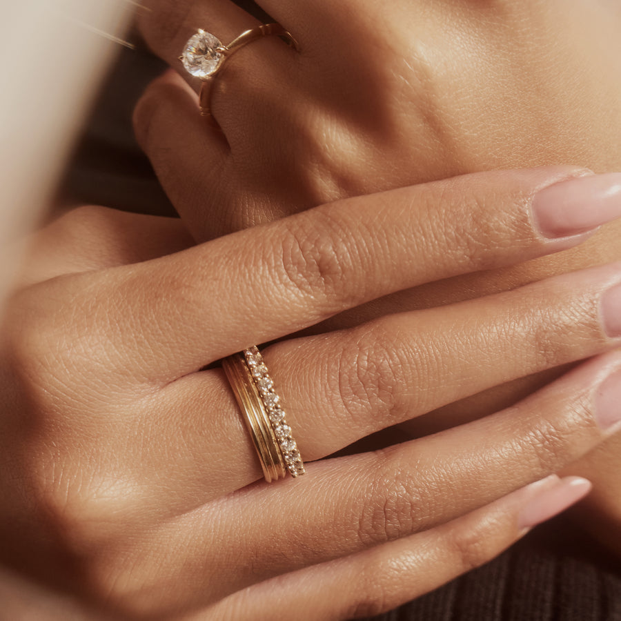 The Triple Edge Wedding Band by East London jeweller Rachel Boston | Discover our collections of unique and timeless engagement rings, wedding rings, and modern fine jewellery. - Rachel Boston Jewellery