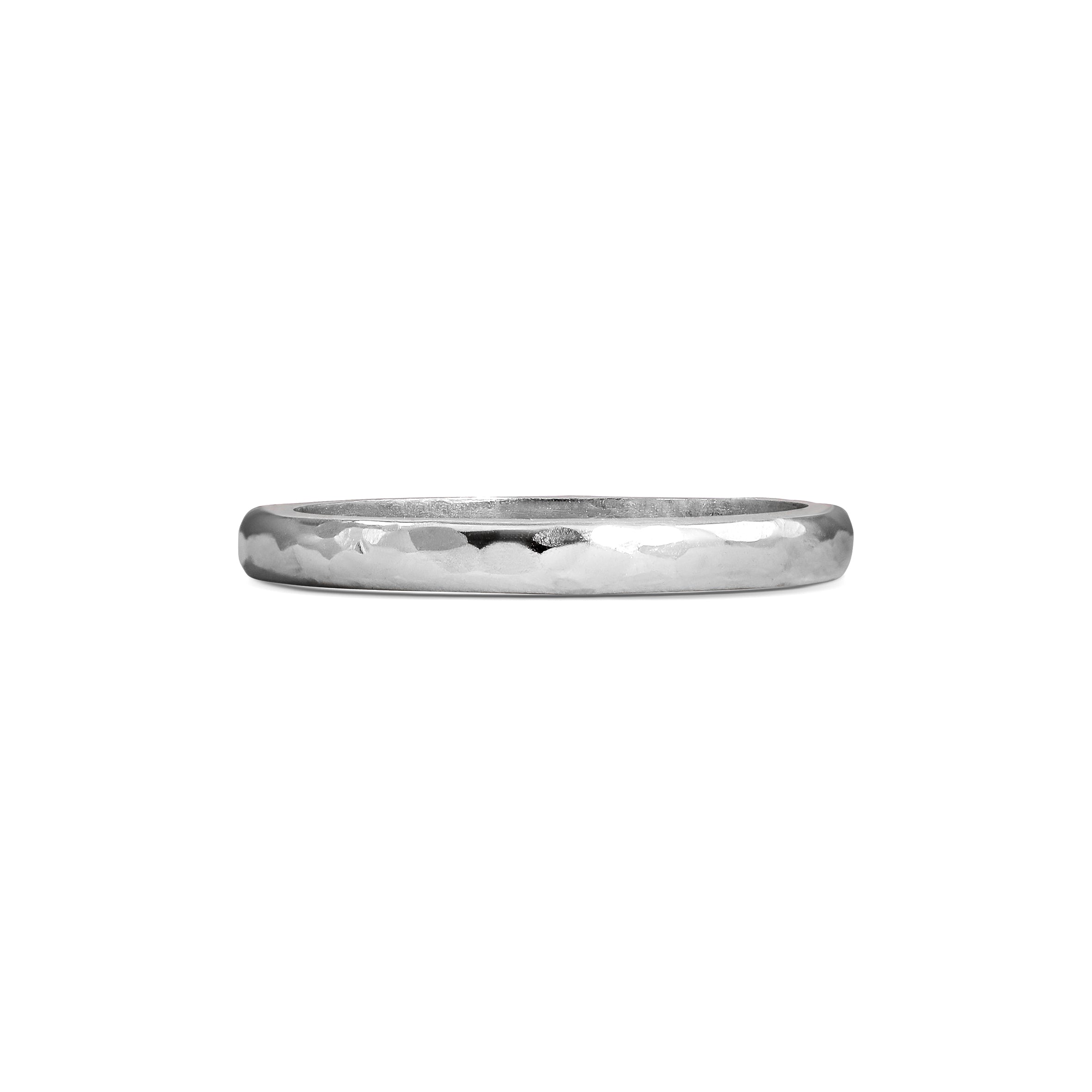 The Polished Hammered D Shape Wedding Band - 2.5mm by East London jeweller Rachel Boston | Discover our collections of unique and timeless engagement rings, wedding rings, and modern fine jewellery.