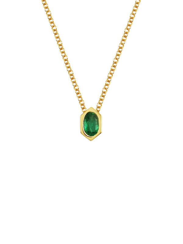 Oval Emerald Hexagon Necklace - Rachel Boston Jewellery