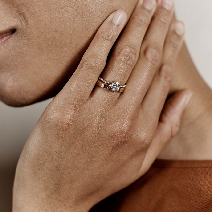 The Triple Edge Wedding Band by East London jeweller Rachel Boston | Discover our collections of unique and timeless engagement rings, wedding rings, and modern fine jewellery. - Rachel Boston Jewellery