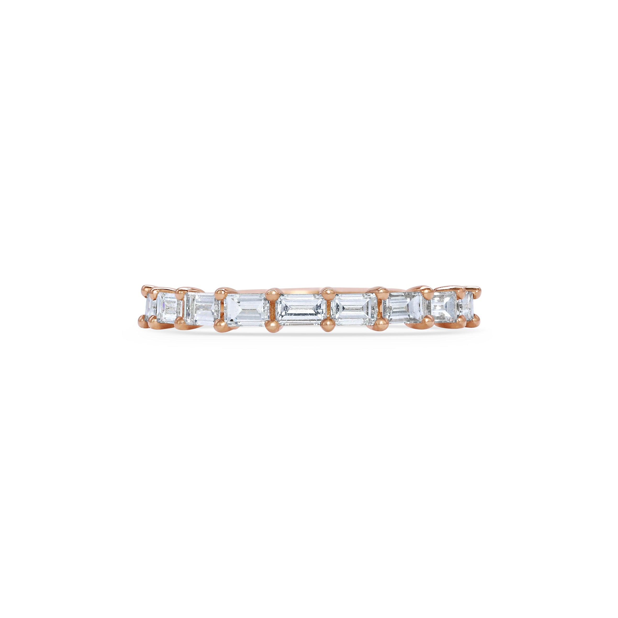 The Claw Baguette Diamond Wedding Band by East London jeweller Rachel Boston | Discover our collections of unique and timeless engagement rings, wedding rings, and modern fine jewellery.