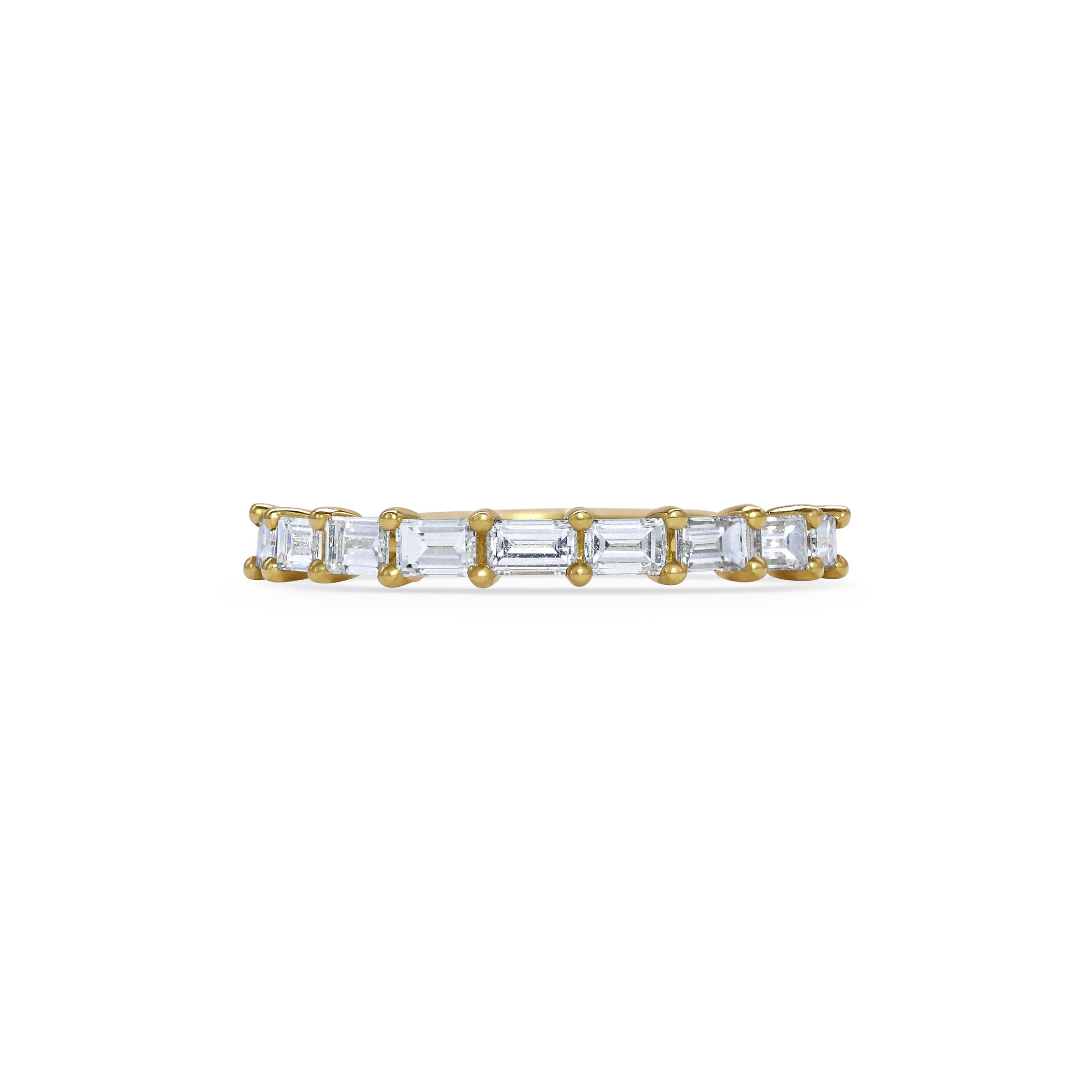 The Claw Baguette Diamond Wedding Band by East London jeweller Rachel Boston | Discover our collections of unique and timeless engagement rings, wedding rings, and modern fine jewellery.
