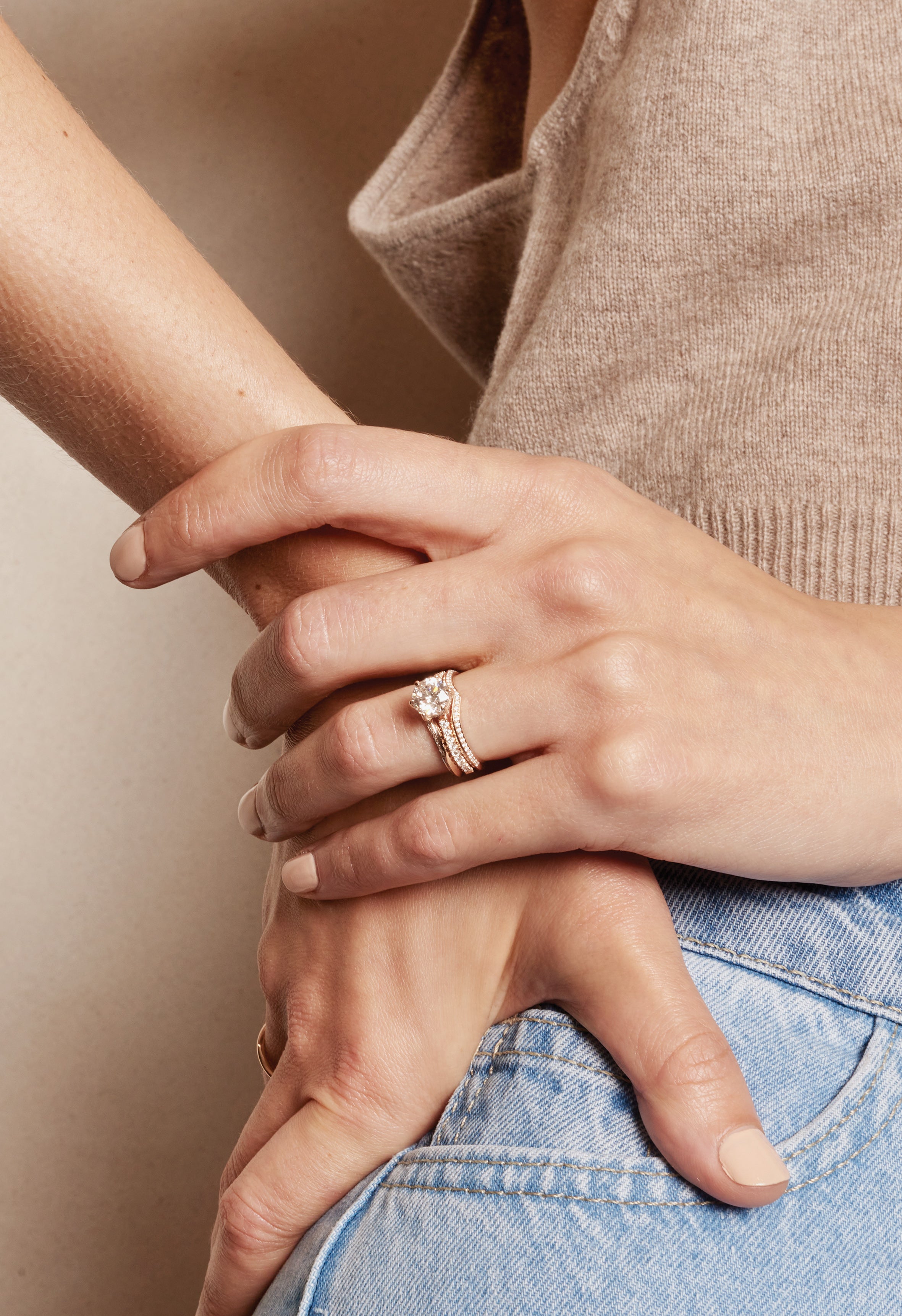 The Sagitta Diamond Double Wedding Band by East London jeweller Rachel Boston | Discover our collections of unique and timeless engagement rings, wedding rings, and modern fine jewellery.