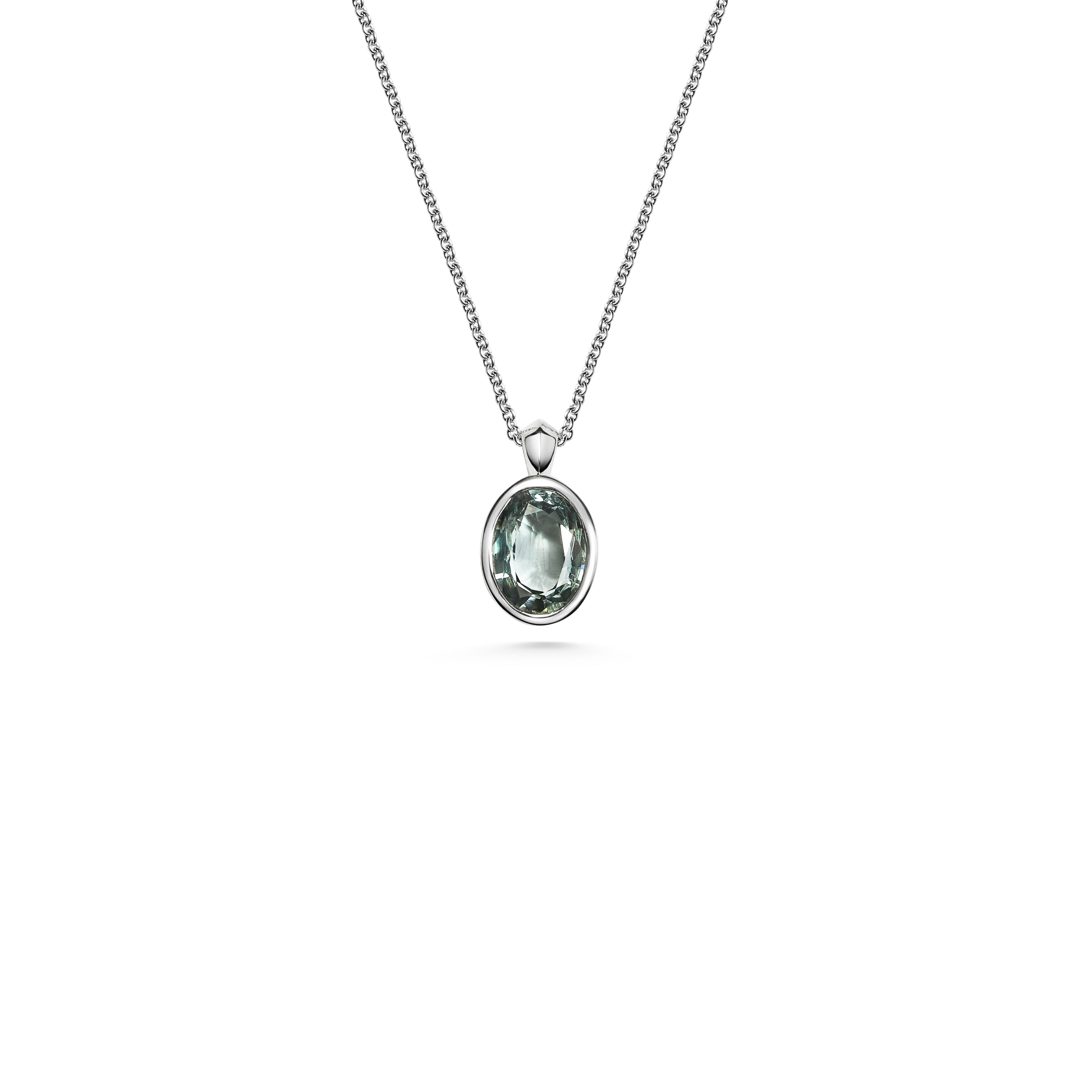 The X - Emin Necklace - 1.69ct Blue by East London jeweller Rachel Boston | Discover our collections of unique and timeless engagement rings, wedding rings, and modern fine jewellery.