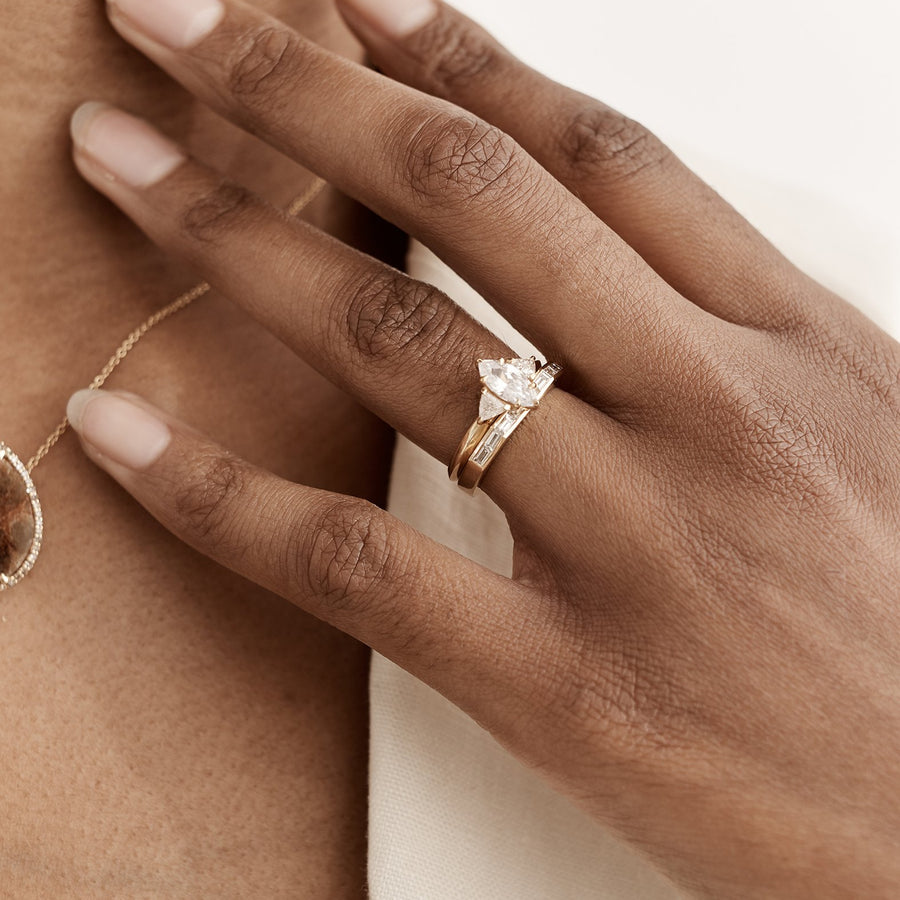 The Baguette Diamond Deco Wedding Band by East London jeweller Rachel Boston | Discover our collections of unique and timeless engagement rings, wedding rings, and modern fine jewellery. - Rachel Boston Jewellery