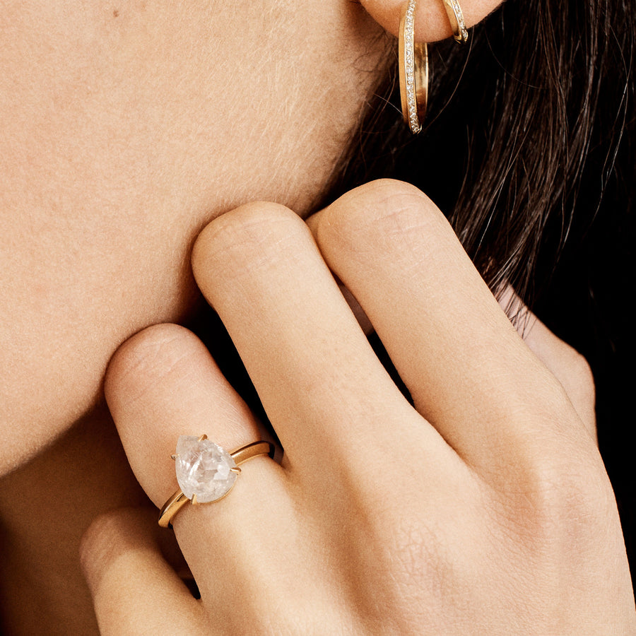 The Diamond Knife Edge Hoop Earrings by East London jeweller Rachel Boston | Discover our collections of unique and timeless engagement rings, wedding rings, and modern fine jewellery. - Rachel Boston Jewellery