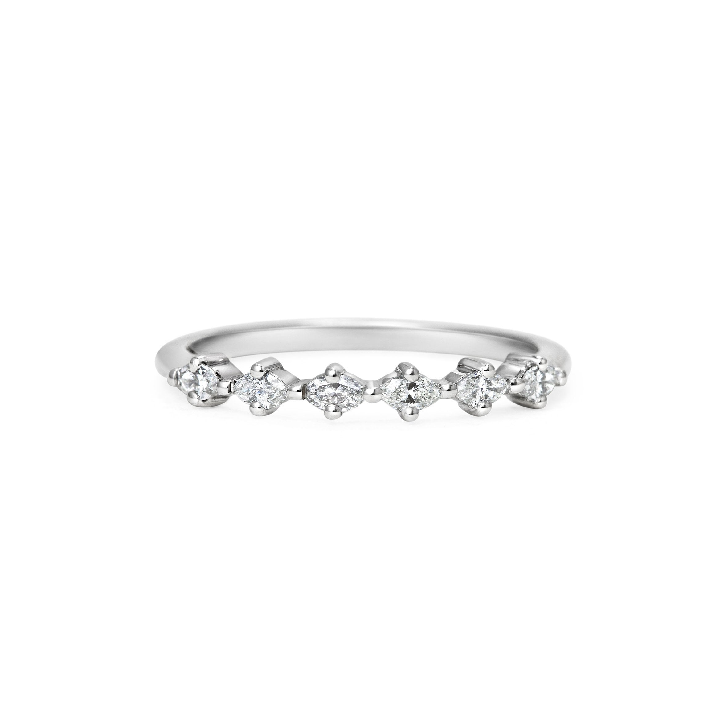 The Marquise Diamond Wedding Band by East London jeweller Rachel Boston | Discover our collections of unique and timeless engagement rings, wedding rings, and modern fine jewellery.