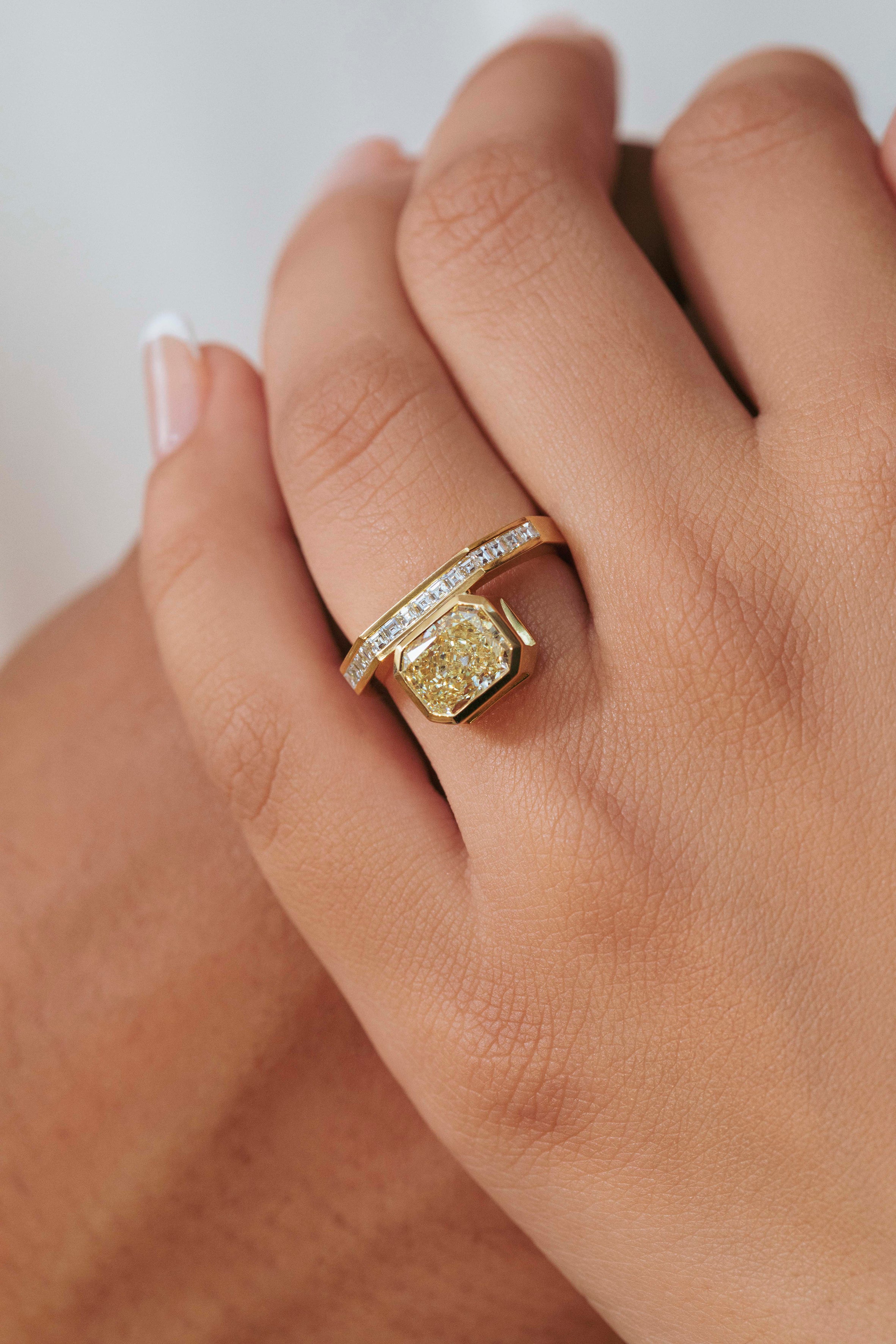 The X - Aurora Ring by East London jeweller Rachel Boston | Discover our collections of unique and timeless engagement rings, wedding rings, and modern fine jewellery.