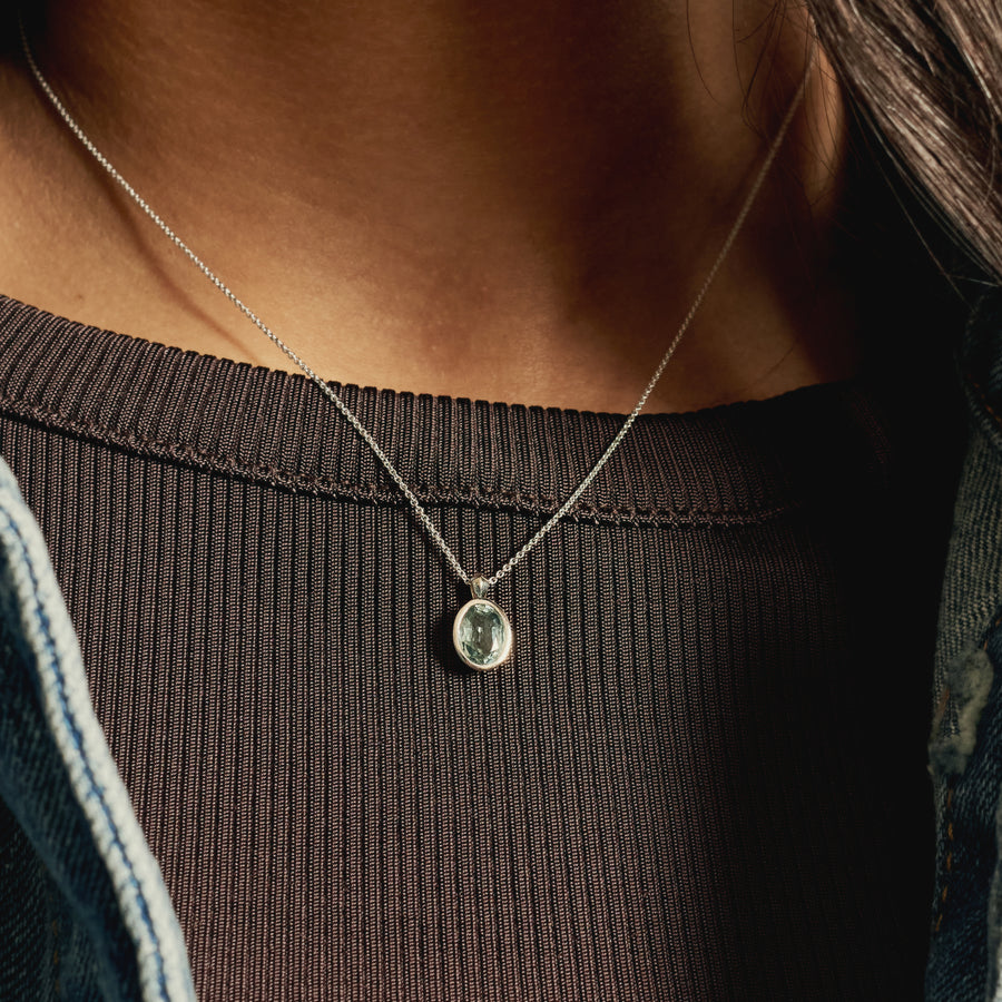 The X - Emin Necklace - 1.69ct Blue by East London jeweller Rachel Boston | Discover our collections of unique and timeless engagement rings, wedding rings, and modern fine jewellery. - Rachel Boston Jewellery