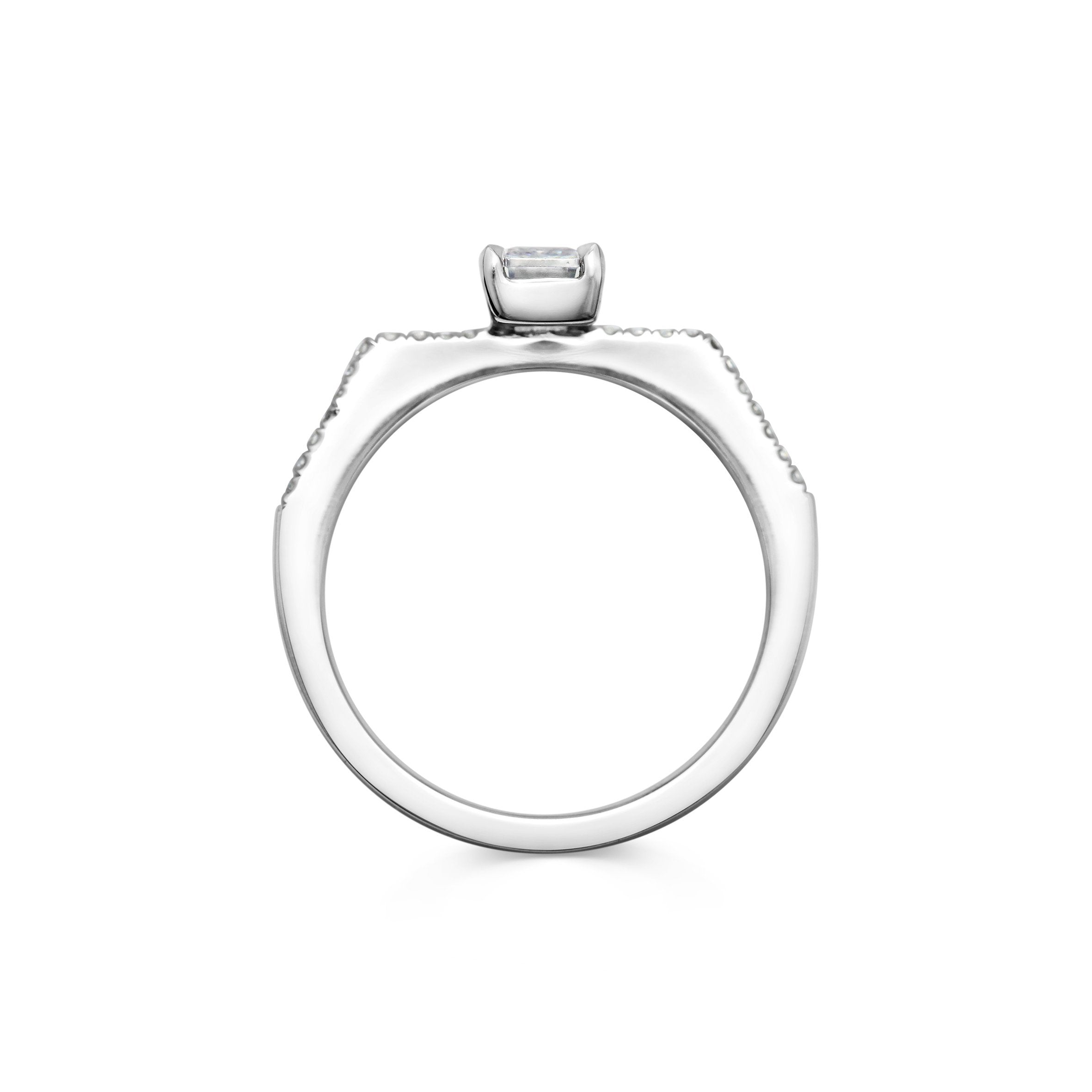 The Deco Emerald Ring by East London jeweller Rachel Boston | Discover our collections of unique and timeless engagement rings, wedding rings, and modern fine jewellery.