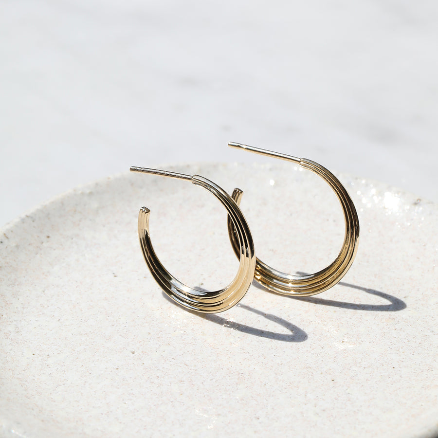 The Adversus Hoop Earrings by East London jeweller Rachel Boston | Discover our collections of unique and timeless engagement rings, wedding rings, and modern fine jewellery. - Rachel Boston Jewellery