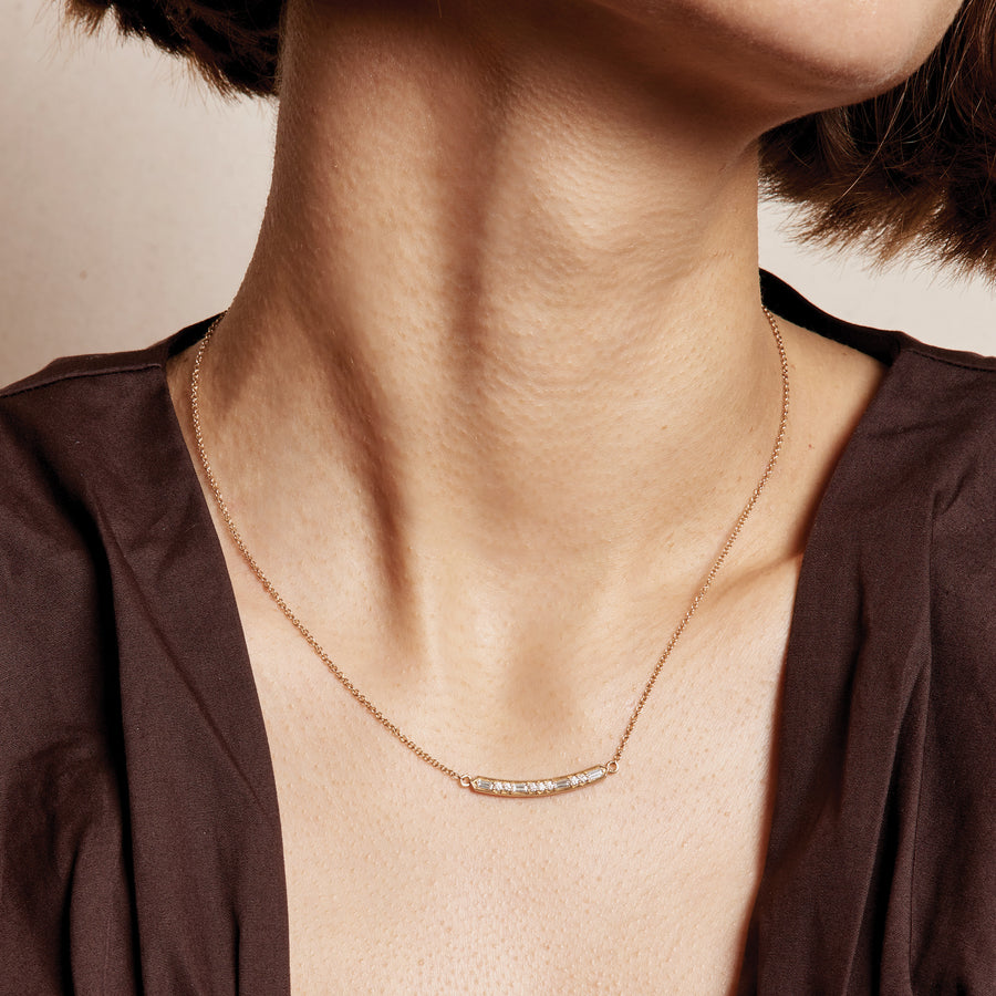 The Deco Bar Necklace by East London jeweller Rachel Boston | Discover our collections of unique and timeless engagement rings, wedding rings, and modern fine jewellery. - Rachel Boston Jewellery