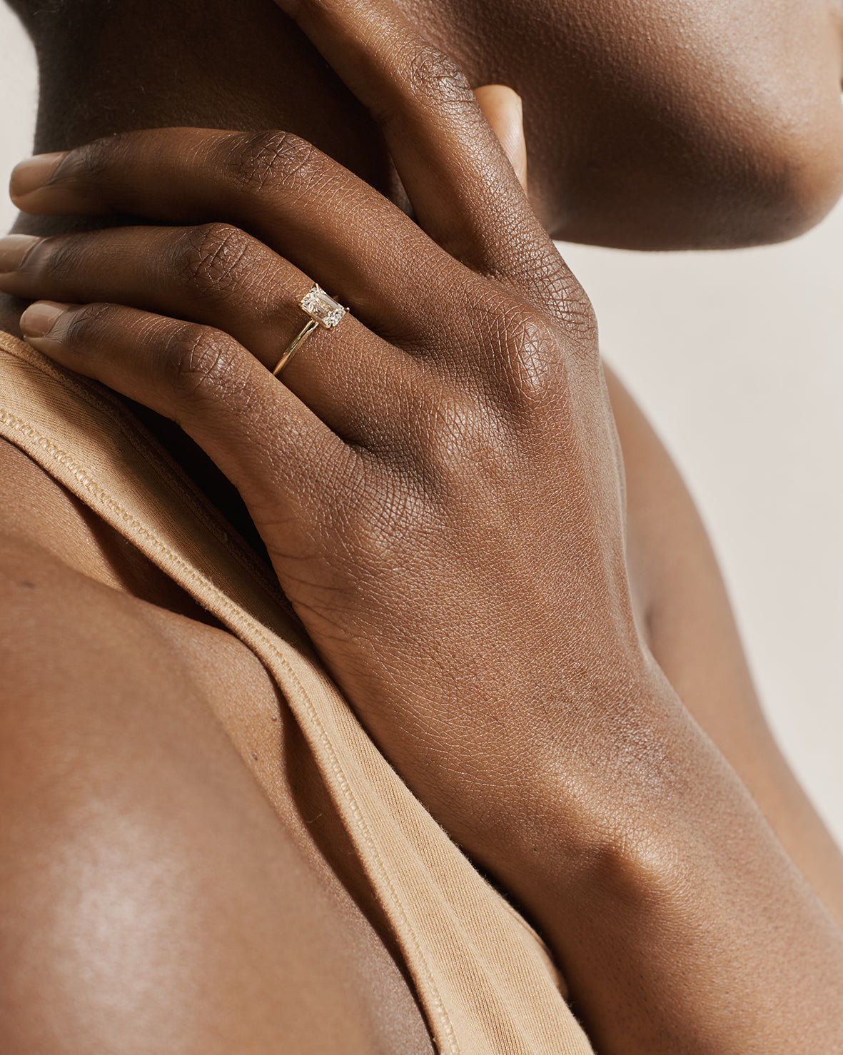 The Grace Ring - Emerald Cut - In Stock by East London jeweller Rachel Boston | Discover our collections of unique and timeless engagement rings, wedding rings, and modern fine jewellery.