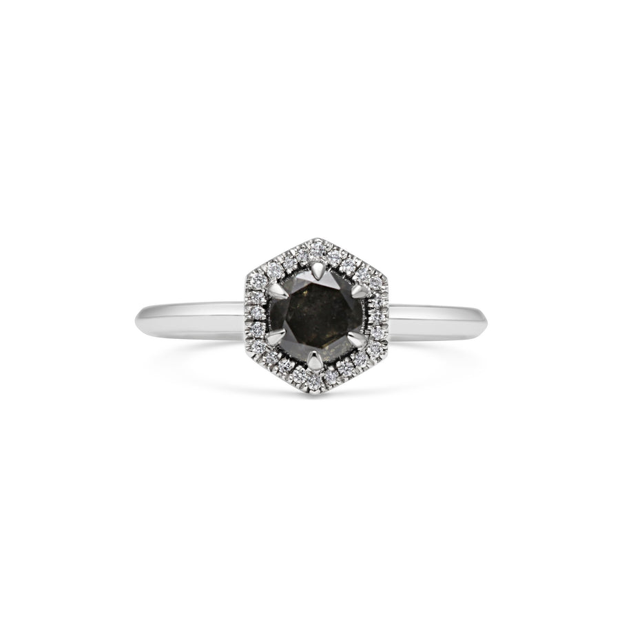 The X - Black Diamond Juno Ring by East London jeweller Rachel Boston | Discover our collections of unique and timeless engagement rings, wedding rings, and modern fine jewellery. - Rachel Boston Jewellery