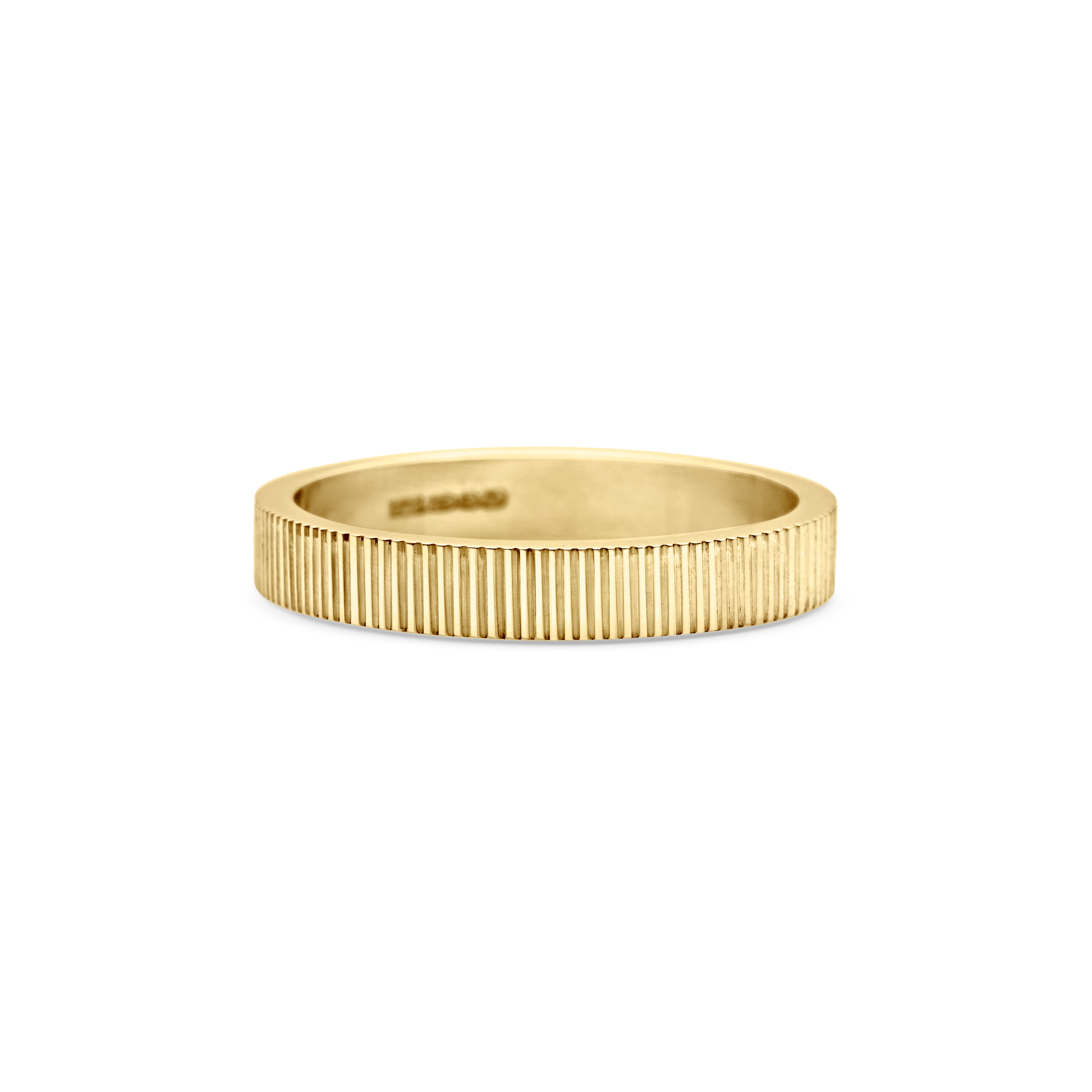 The Engraved Lines Flat Band- 3mm by East London jeweller Rachel Boston | Discover our collections of unique and timeless engagement rings, wedding rings, and modern fine jewellery.