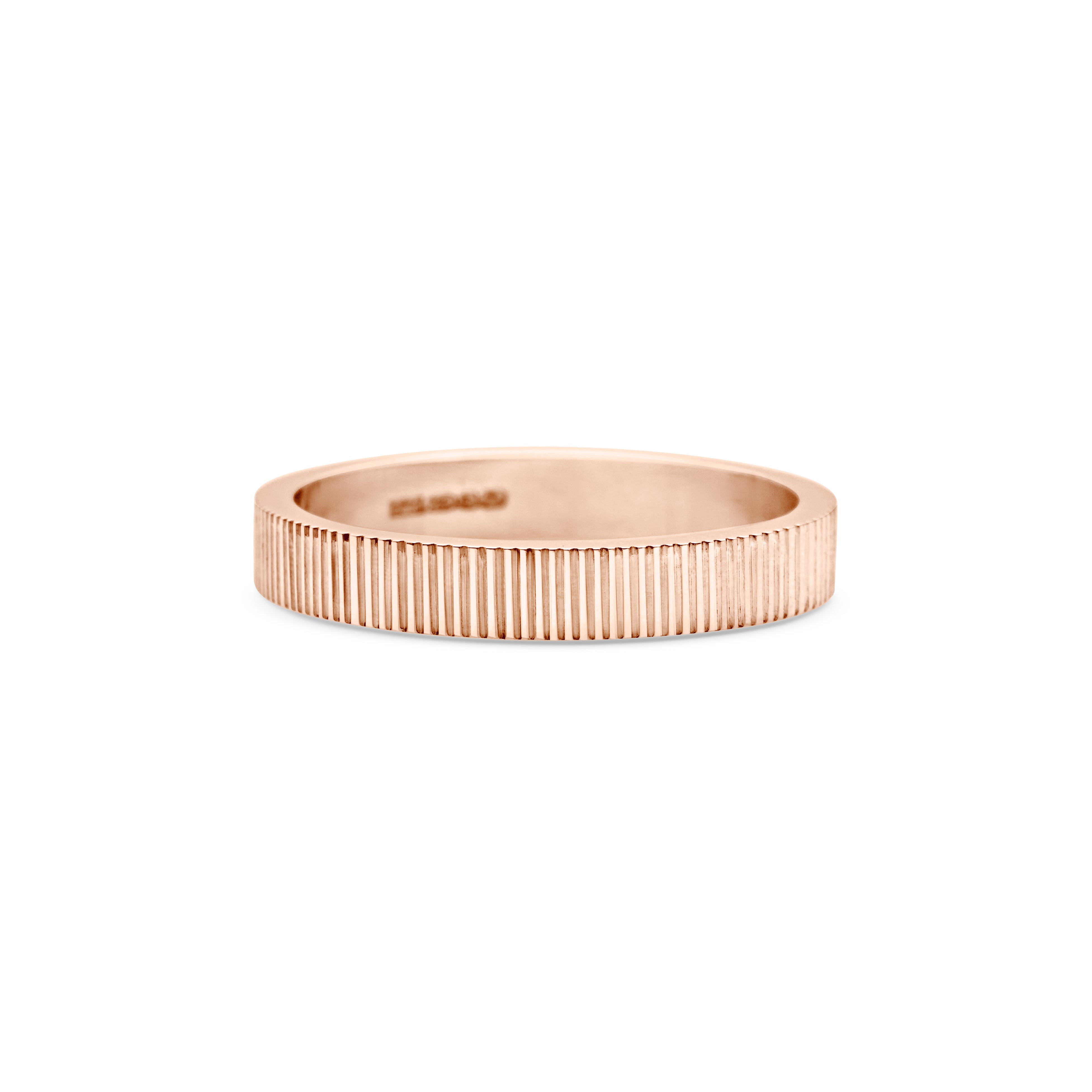 The Engraved Lines Flat Band- 3mm by East London jeweller Rachel Boston | Discover our collections of unique and timeless engagement rings, wedding rings, and modern fine jewellery.