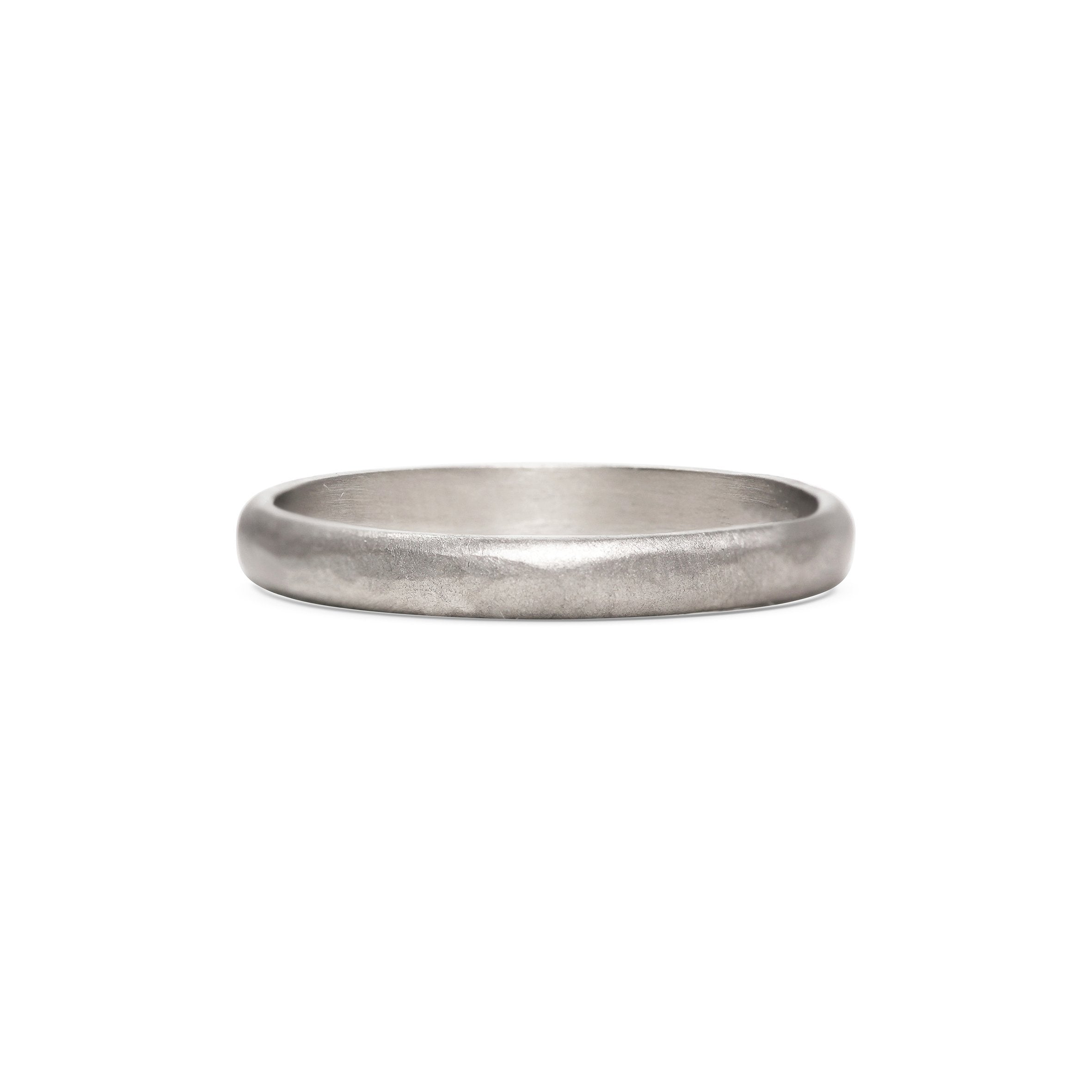 The Matte Hammered D Shape Wedding Band - 3.5mm by East London jeweller Rachel Boston | Discover our collections of unique and timeless engagement rings, wedding rings, and modern fine jewellery.