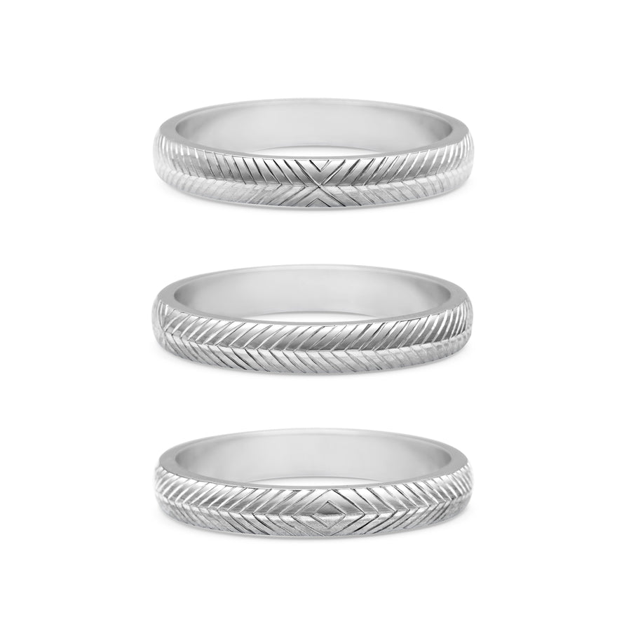 The Engraved Chevron Band - 3mm by East London jeweller Rachel Boston | Discover our collections of unique and timeless engagement rings, wedding rings, and modern fine jewellery. - Rachel Boston Jewellery