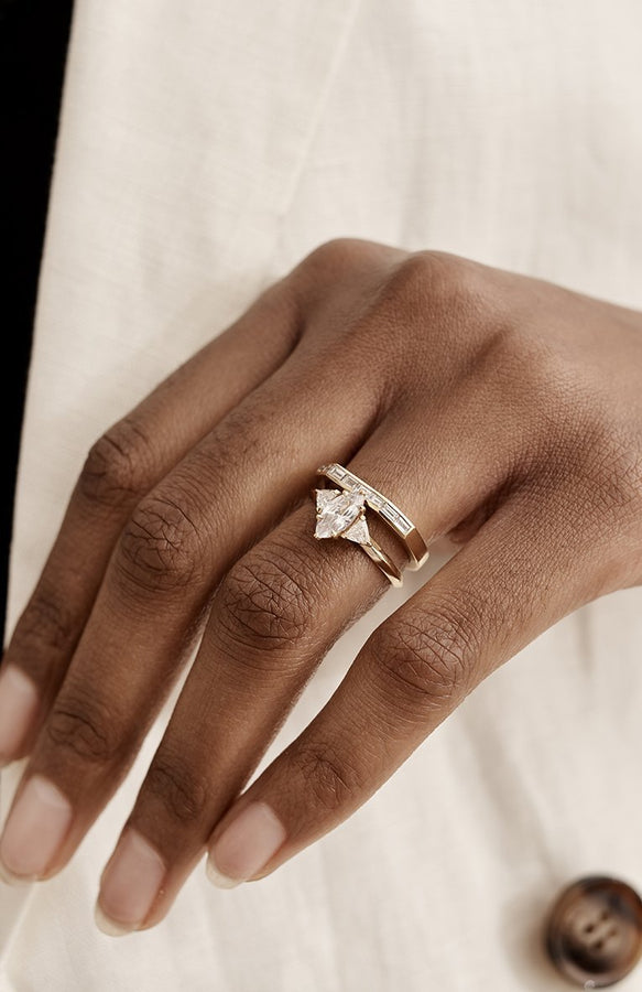 The Baguette Diamond Deco Wedding Band by East London jeweller Rachel Boston | Discover our collections of unique and timeless engagement rings, wedding rings, and modern fine jewellery. - Rachel Boston Jewellery