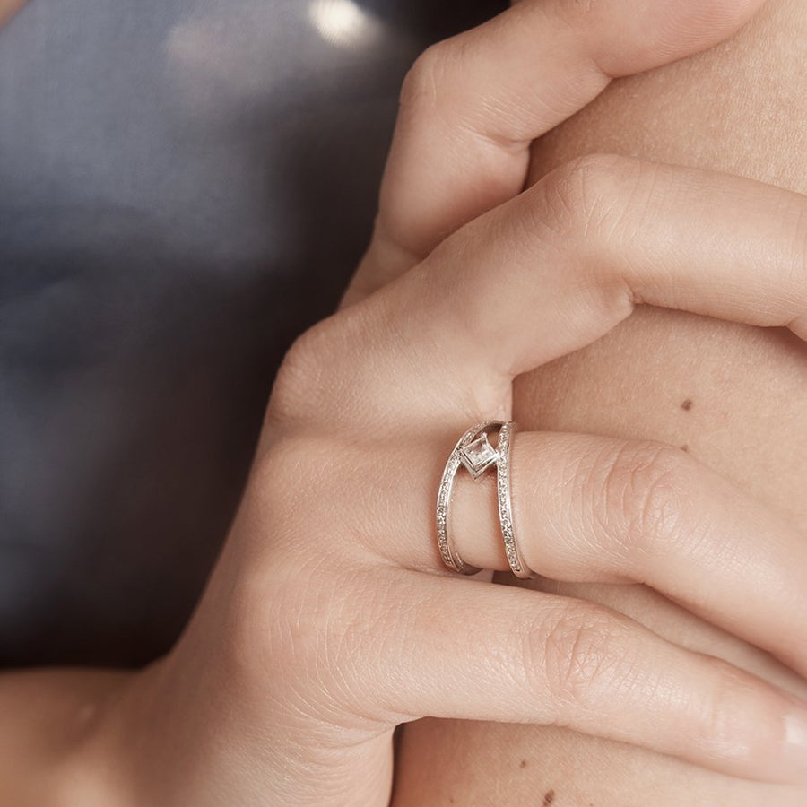 The Kauno Diamond Ring by East London jeweller Rachel Boston | Discover our collections of unique and timeless engagement rings, wedding rings, and modern fine jewellery. - Rachel Boston Jewellery