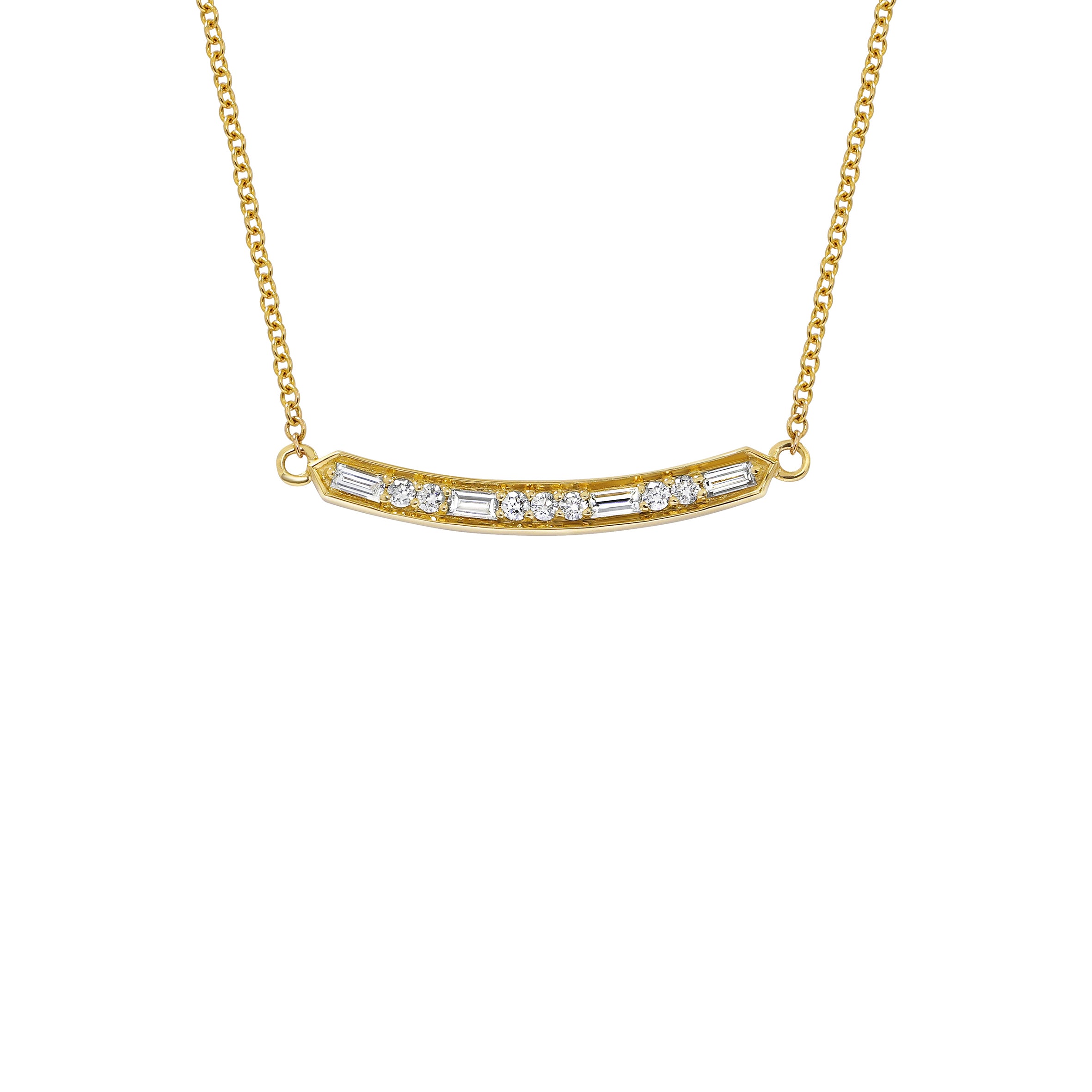 The Deco Bar Necklace by East London jeweller Rachel Boston | Discover our collections of unique and timeless engagement rings, wedding rings, and modern fine jewellery.