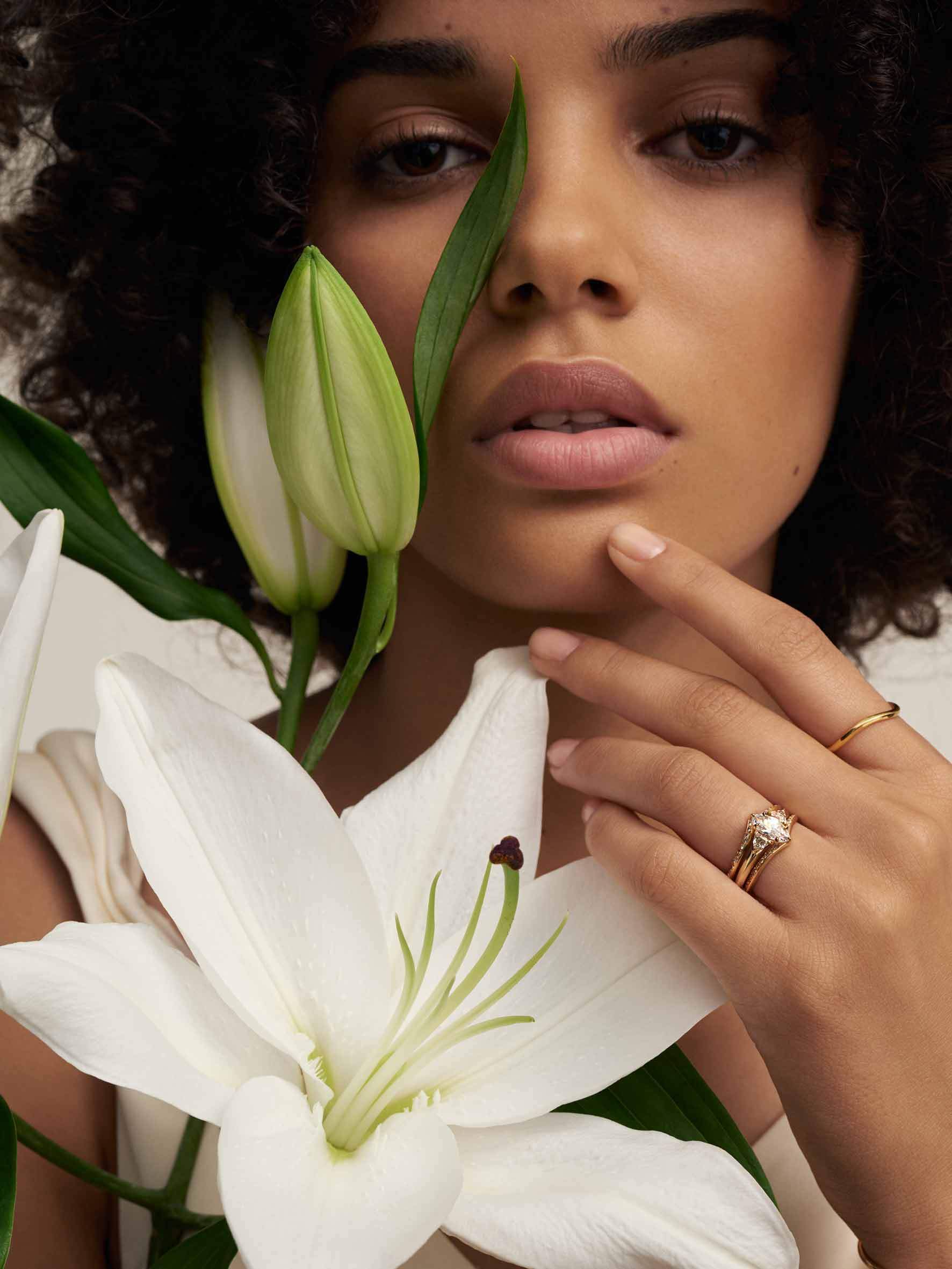 The Sagitta Diamond Double Wedding Band by East London jeweller Rachel Boston | Discover our collections of unique and timeless engagement rings, wedding rings, and modern fine jewellery.